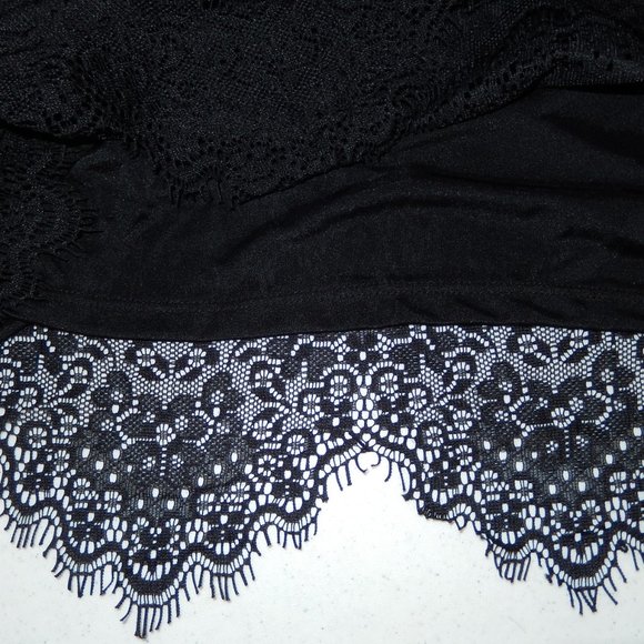 New Alfani Petite Small PS Black Lace V Neck Batwing Blouson Dress from Macy's - Picture 7 of 9